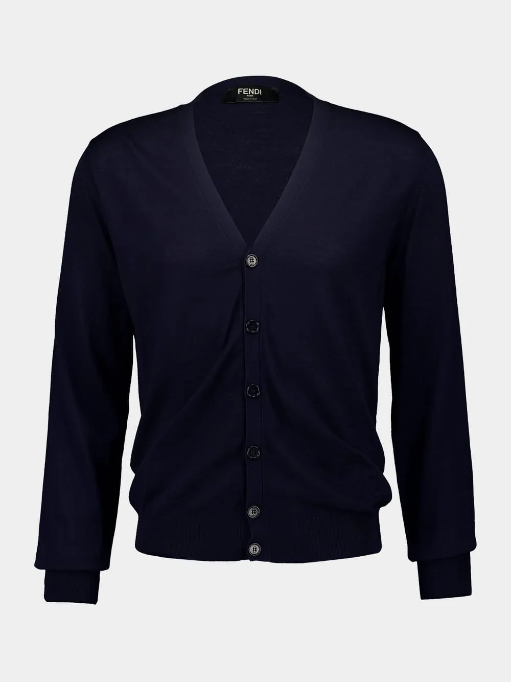 Blue V-neck Wool Cardigan