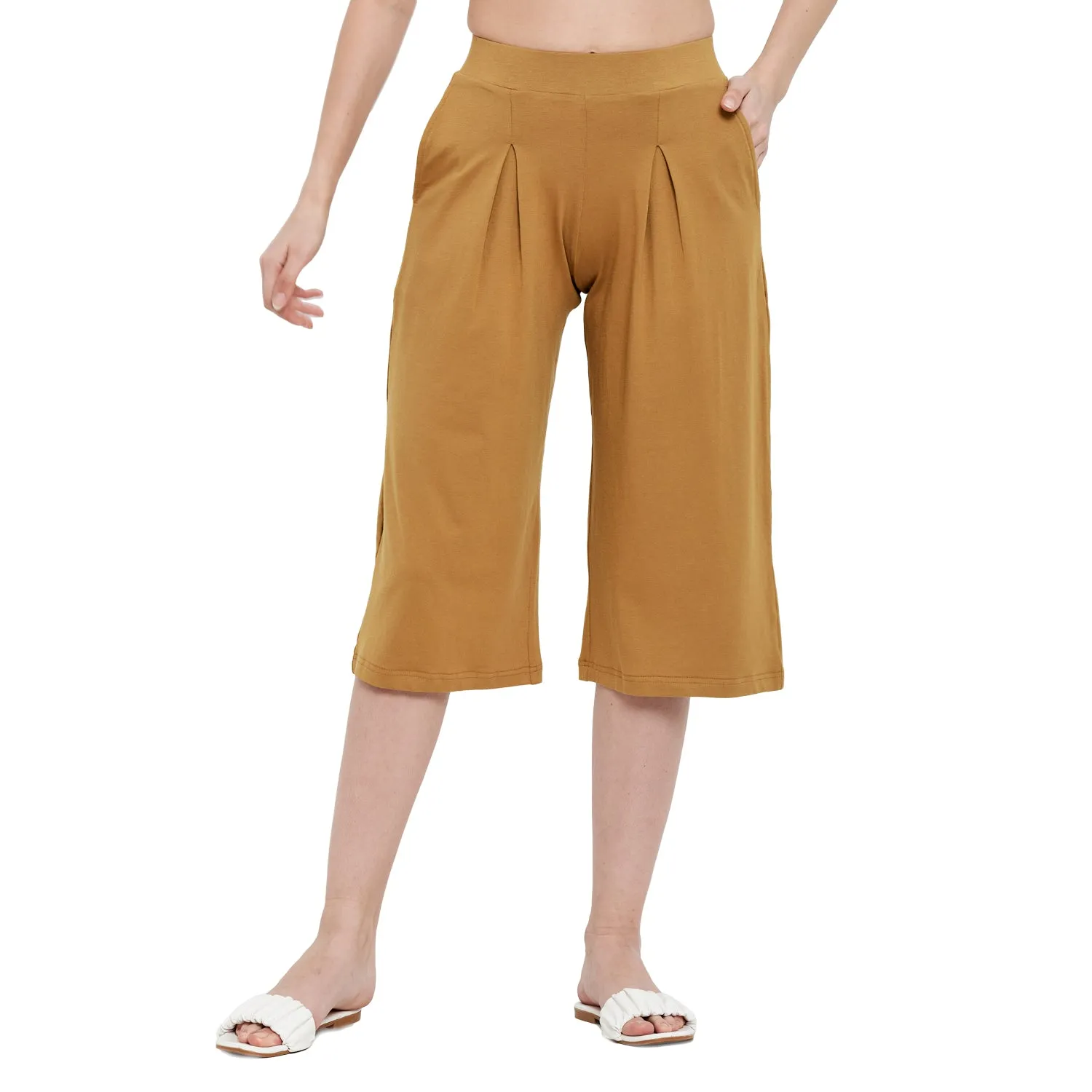 BOX PLEATED CROPPED PANT