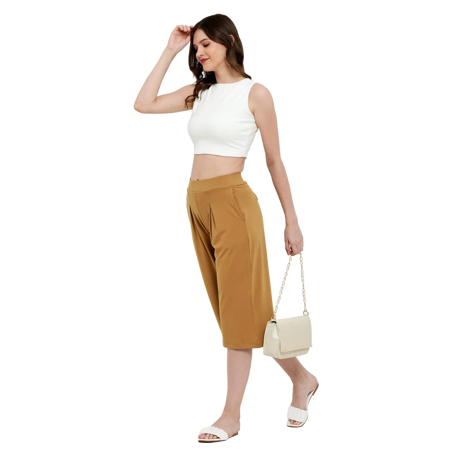 BOX PLEATED CROPPED PANT