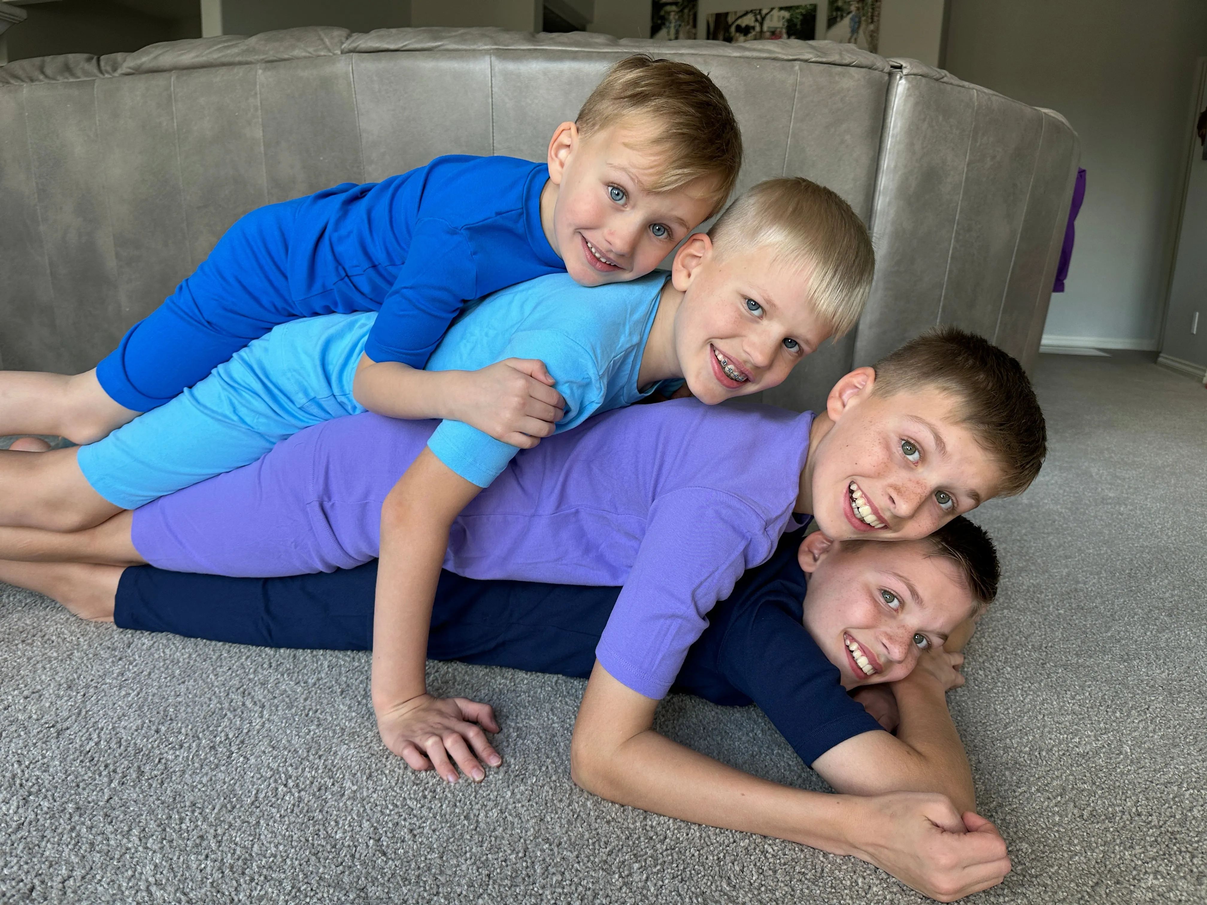 Boys and Girls Soft Organic Cotton Short Sleeve Snug Fit Pajama Set | Smurf