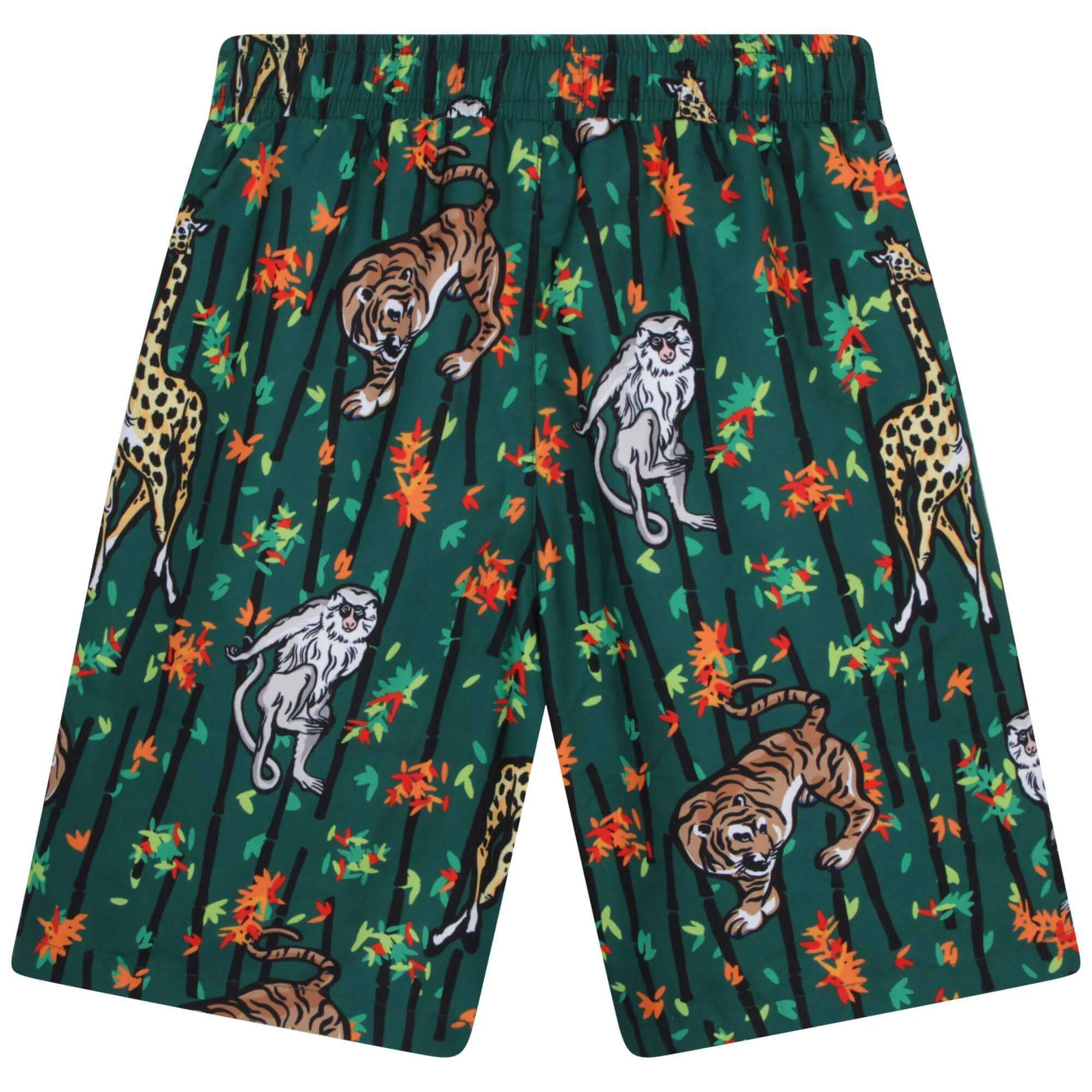 Boys Green Bamboo Tiger Print Swim Shorts