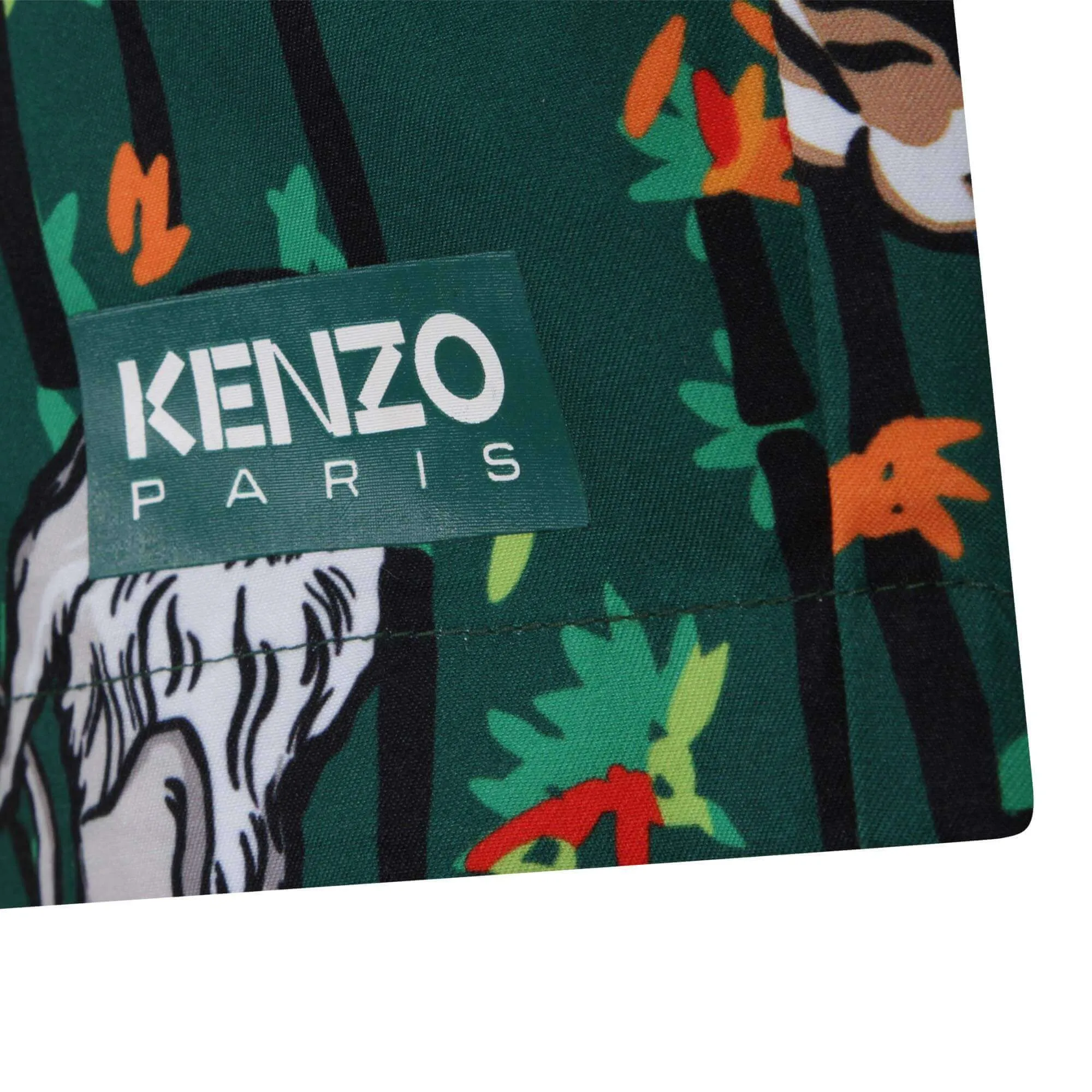 Boys Green Bamboo Tiger Print Swim Shorts