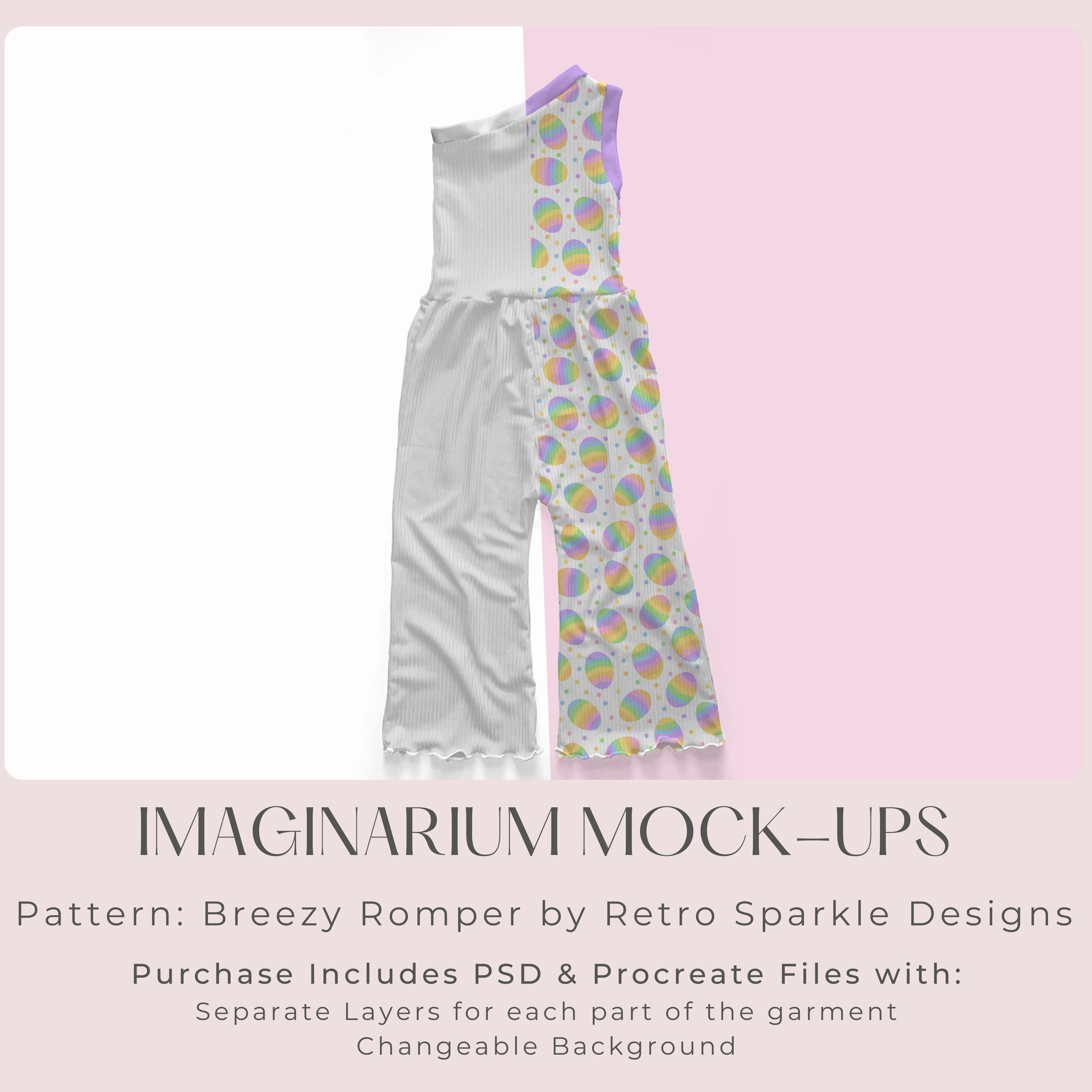 Breezy One Shoulder Pants Romper Mock Up, Realistic Mockup for Photoshop and Procreate