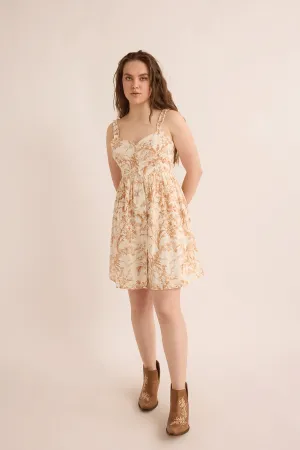 Brooke's Love Empire Waist Dress In Off White and Brown