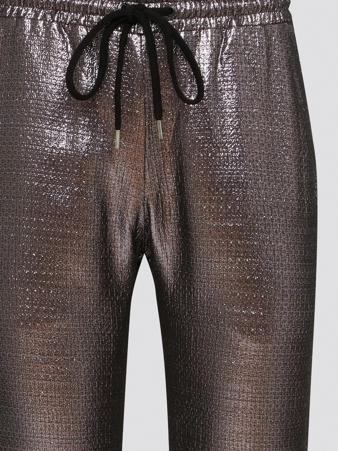 Brown Metallic Drawstring Pants