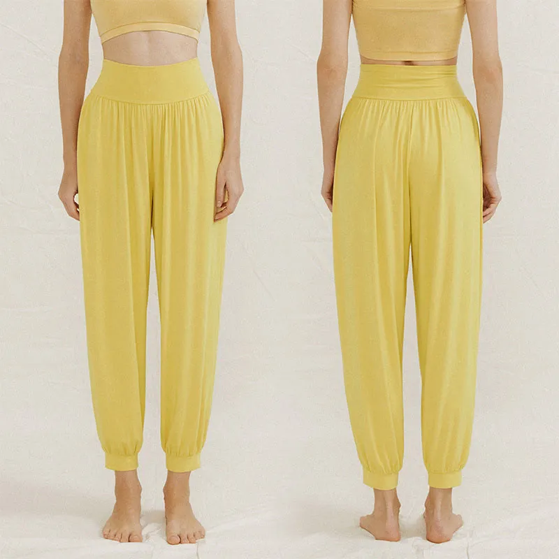 Buddha Stones Casual Plain High Waist Tummy Control Women's Leica Harem Pants With Pockets