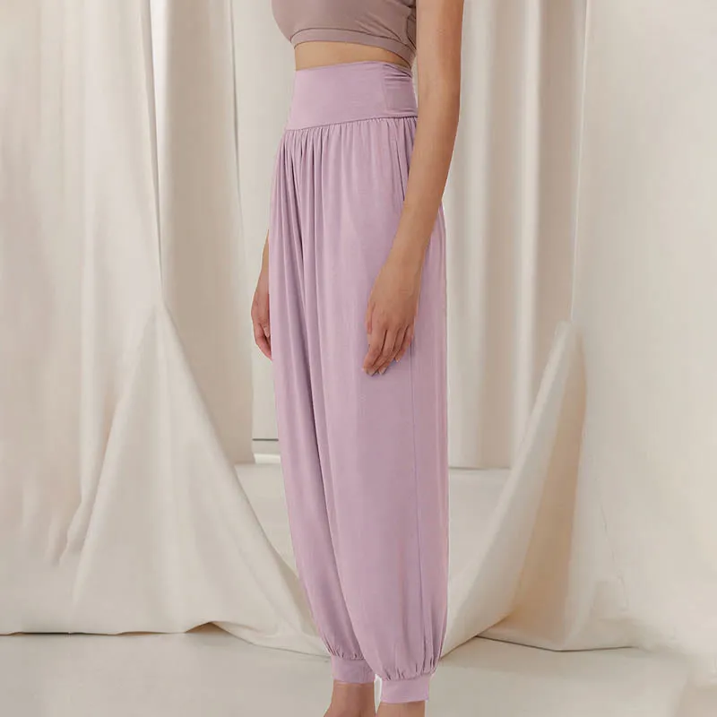 Buddha Stones Casual Plain High Waist Tummy Control Women's Leica Harem Pants With Pockets