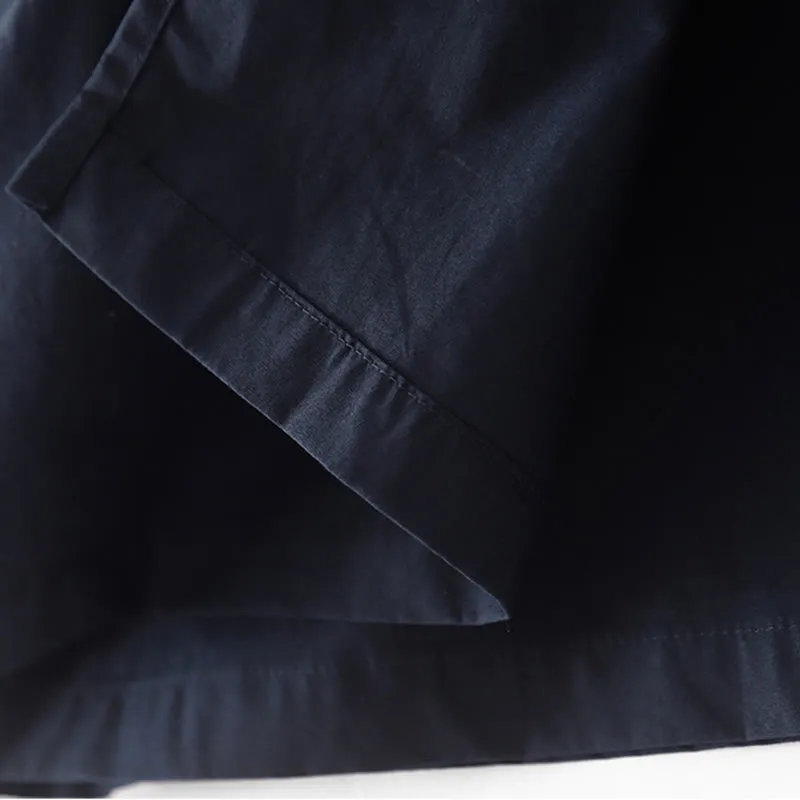Buddha Stones Irregular Casual Plain 7-8 Length Cotton Linen Women's Wide Leg Pants