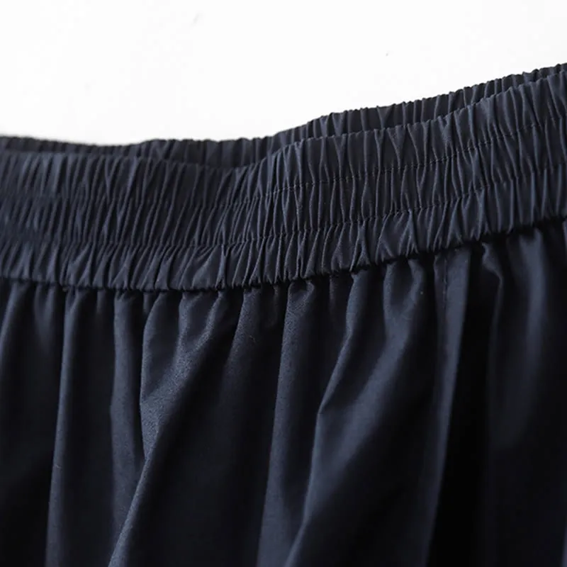 Buddha Stones Irregular Casual Plain 7-8 Length Cotton Linen Women's Wide Leg Pants