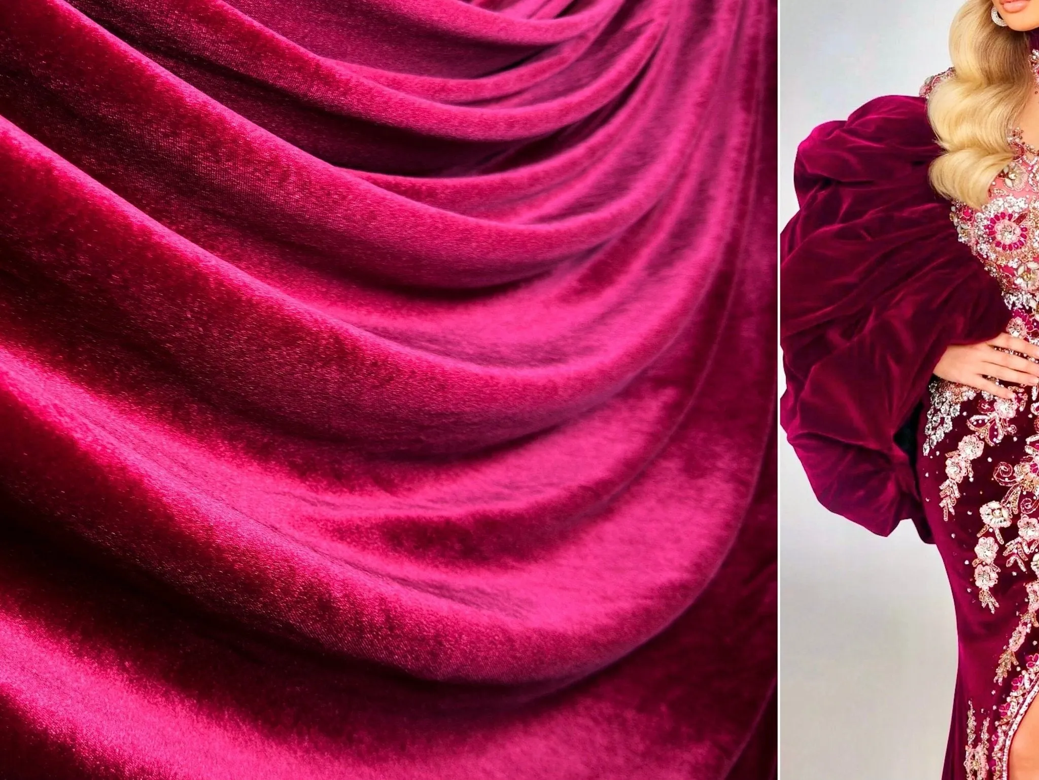 Burgundy Stretch Velvet Fabric