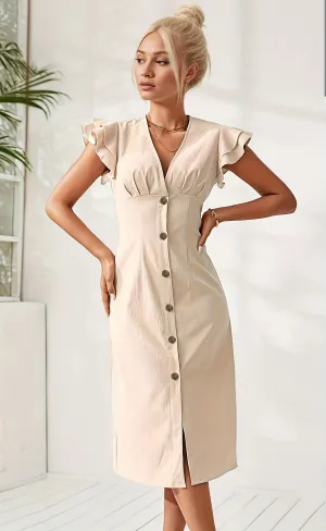 Butterfly Sleeves Button Down Dress