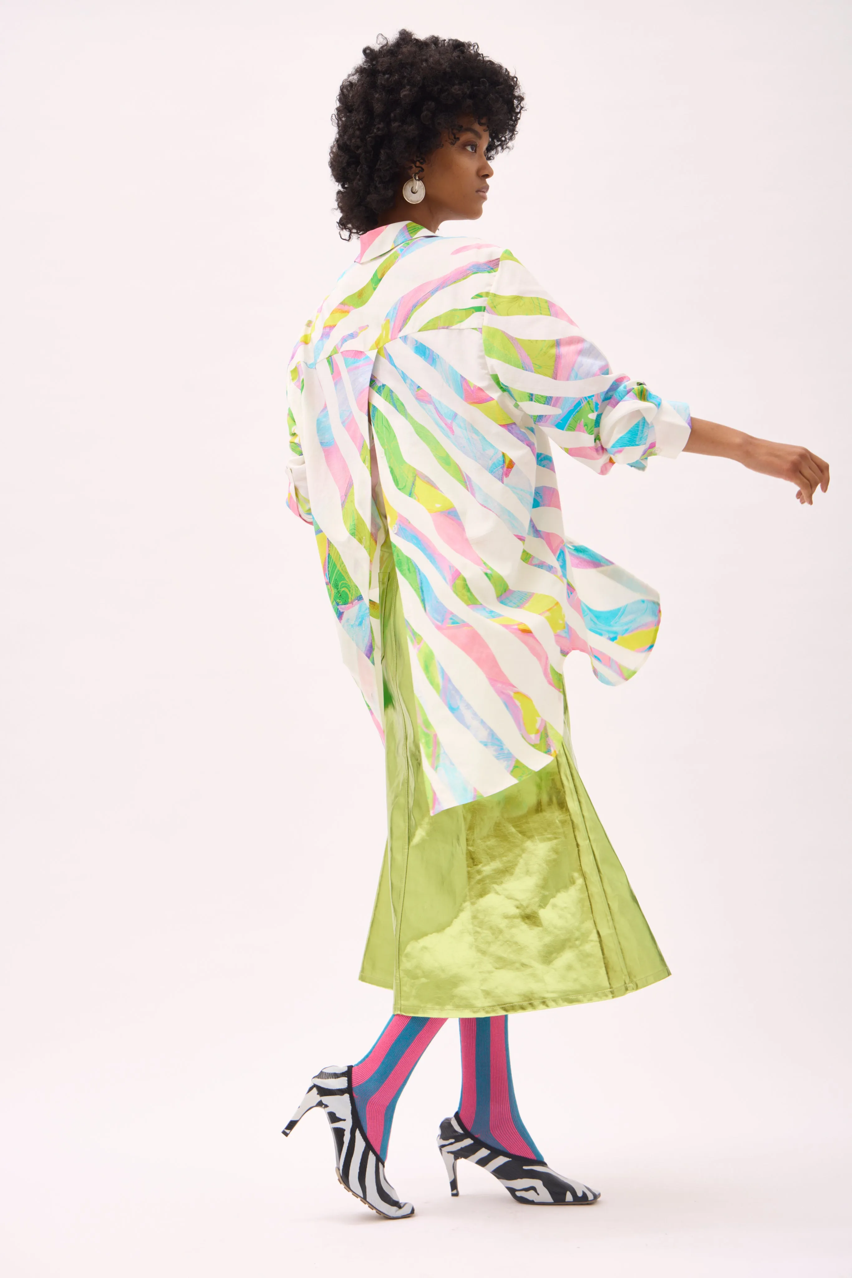 CELINA SPLIT BACK SHIRT- ZEBRA PRINT