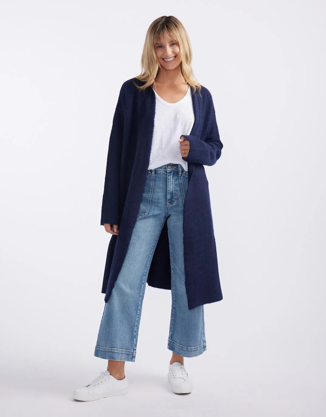 Chalet Longline Cardigan - French Navy/Grey