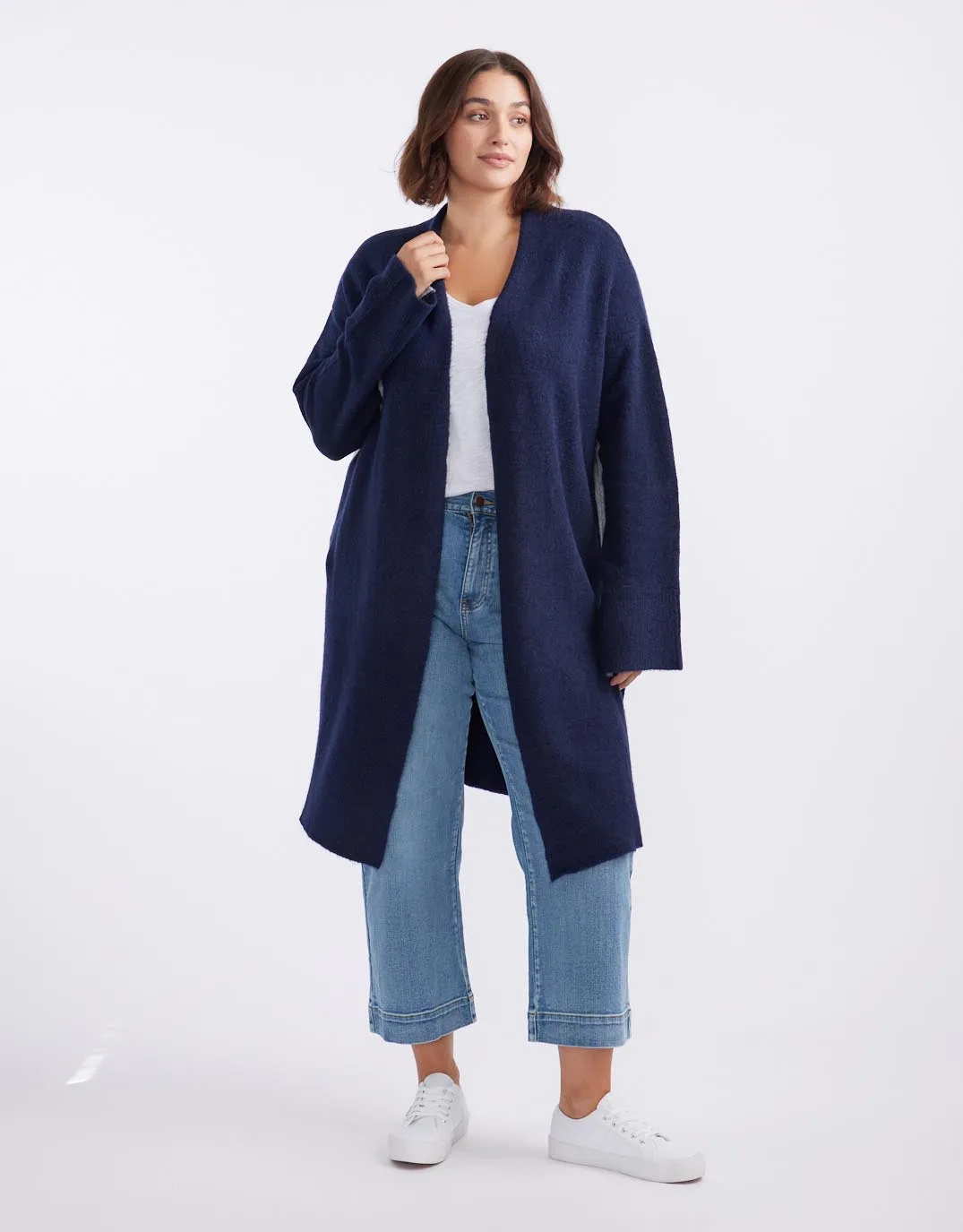 Chalet Longline Cardigan - French Navy/Grey