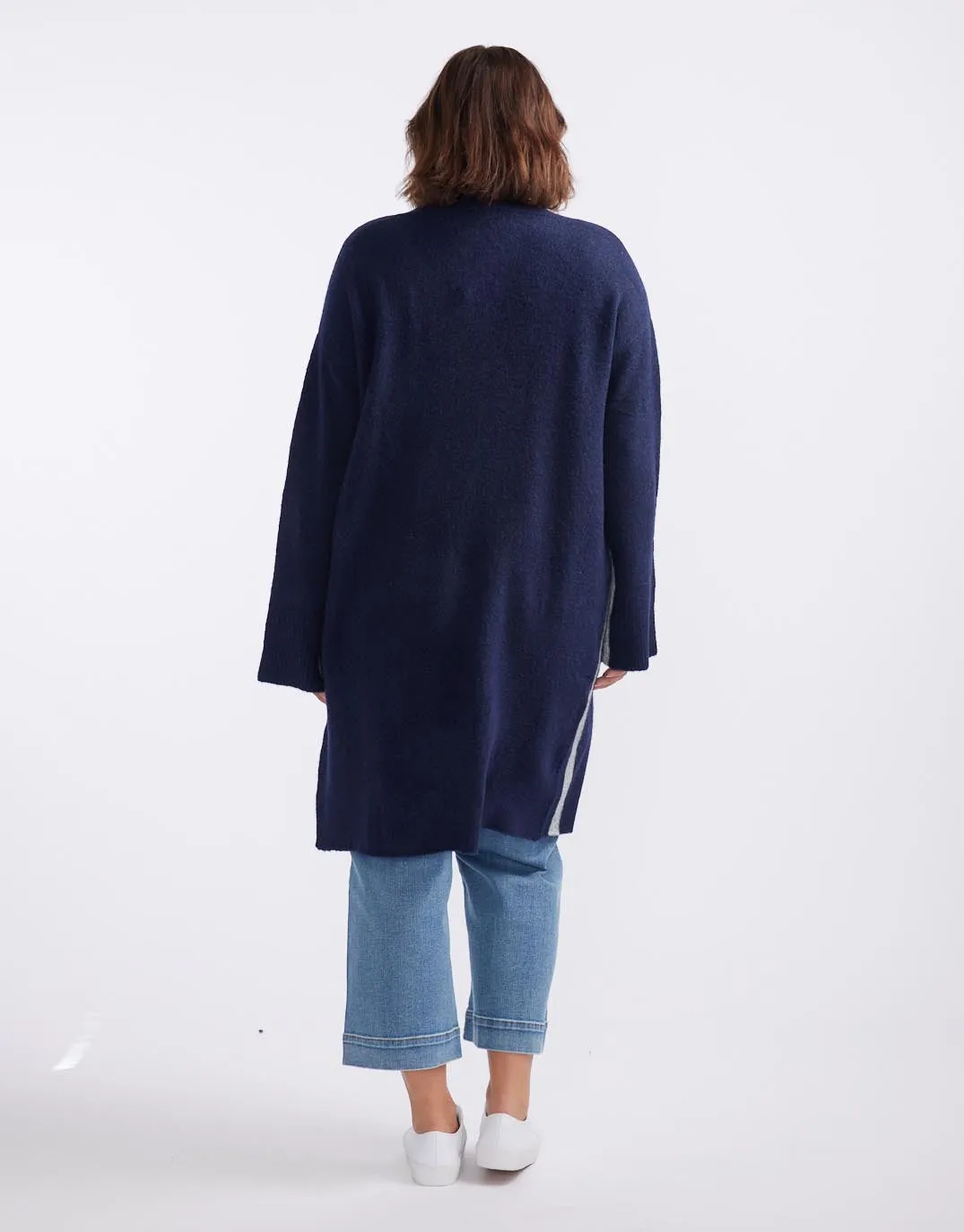 Chalet Longline Cardigan - French Navy/Grey