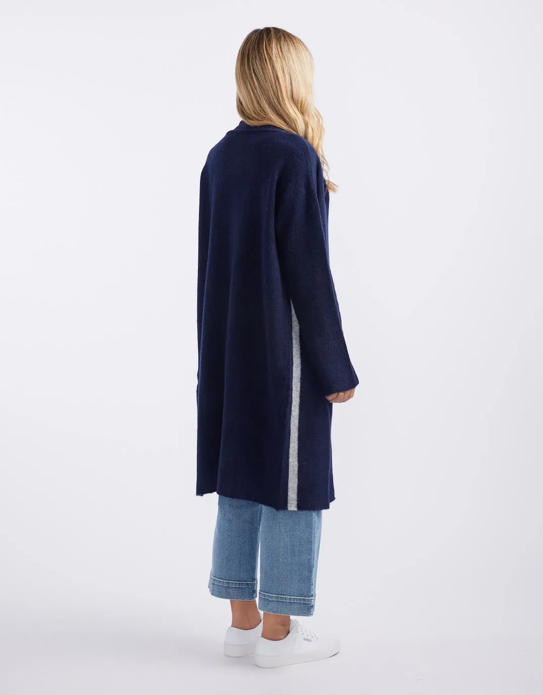 Chalet Longline Cardigan - French Navy/Grey