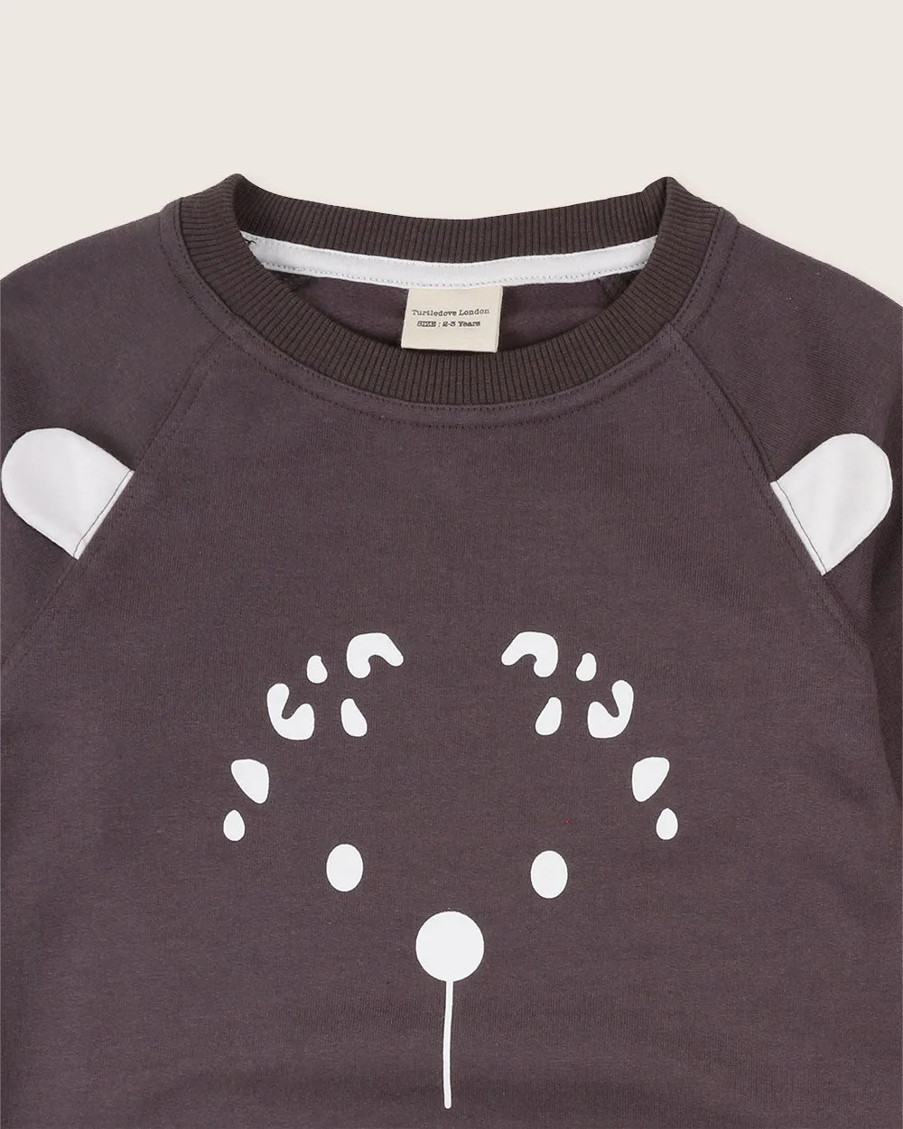 Charcoal Grey Leopard Ears Applique Sweatshirt