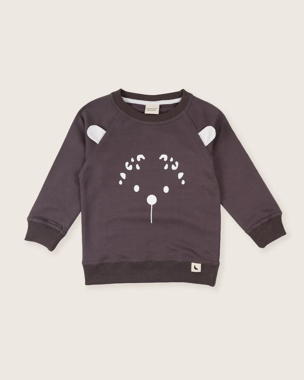 Charcoal Grey Leopard Ears Applique Sweatshirt