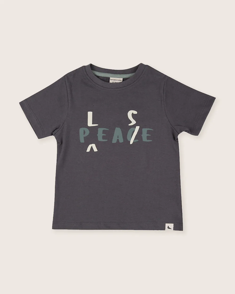 Charcoal Grey Peace Please Slogan Print T-Shirt