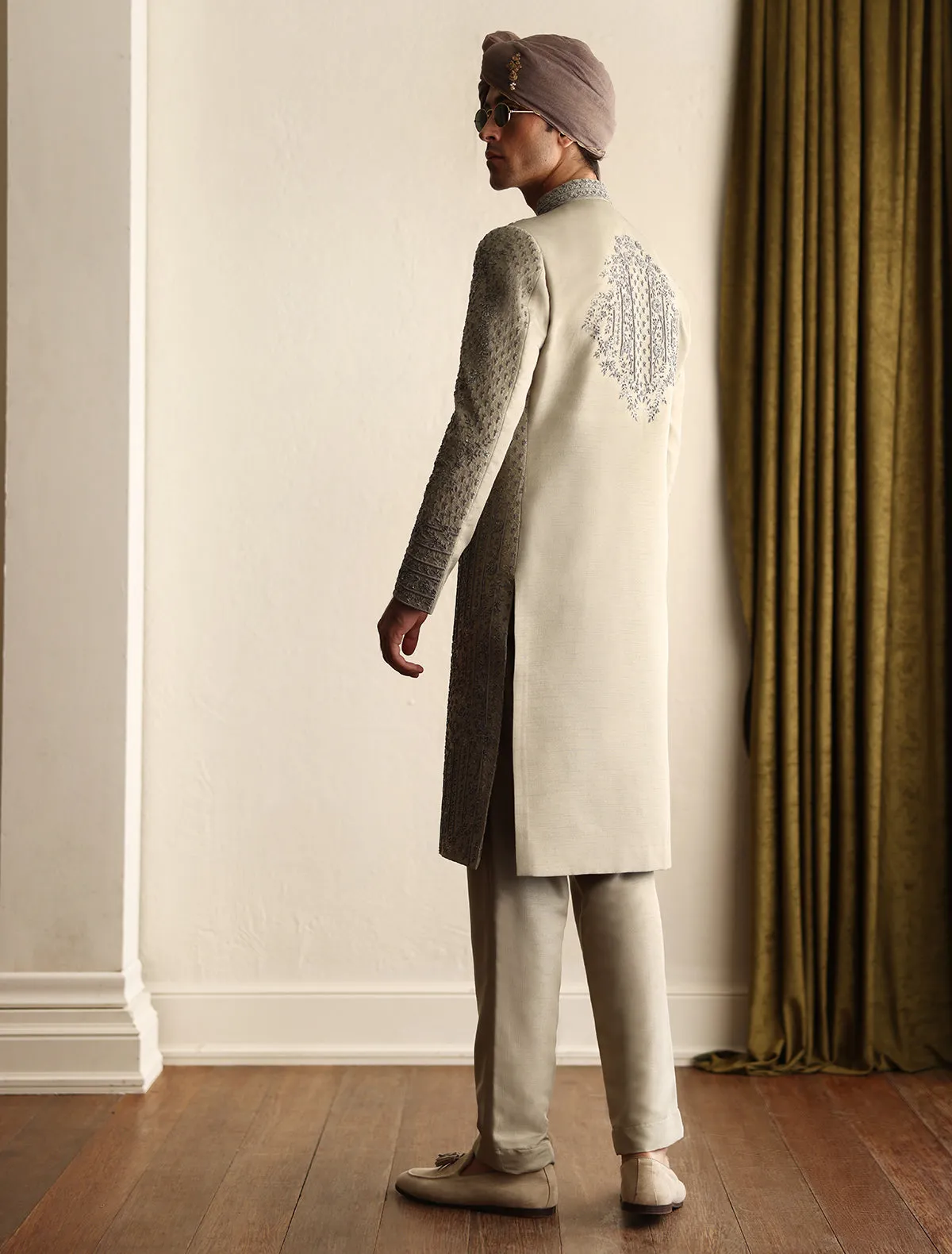 Classic Light Olive Hand Embroidered Pakistani Groom Sherwani