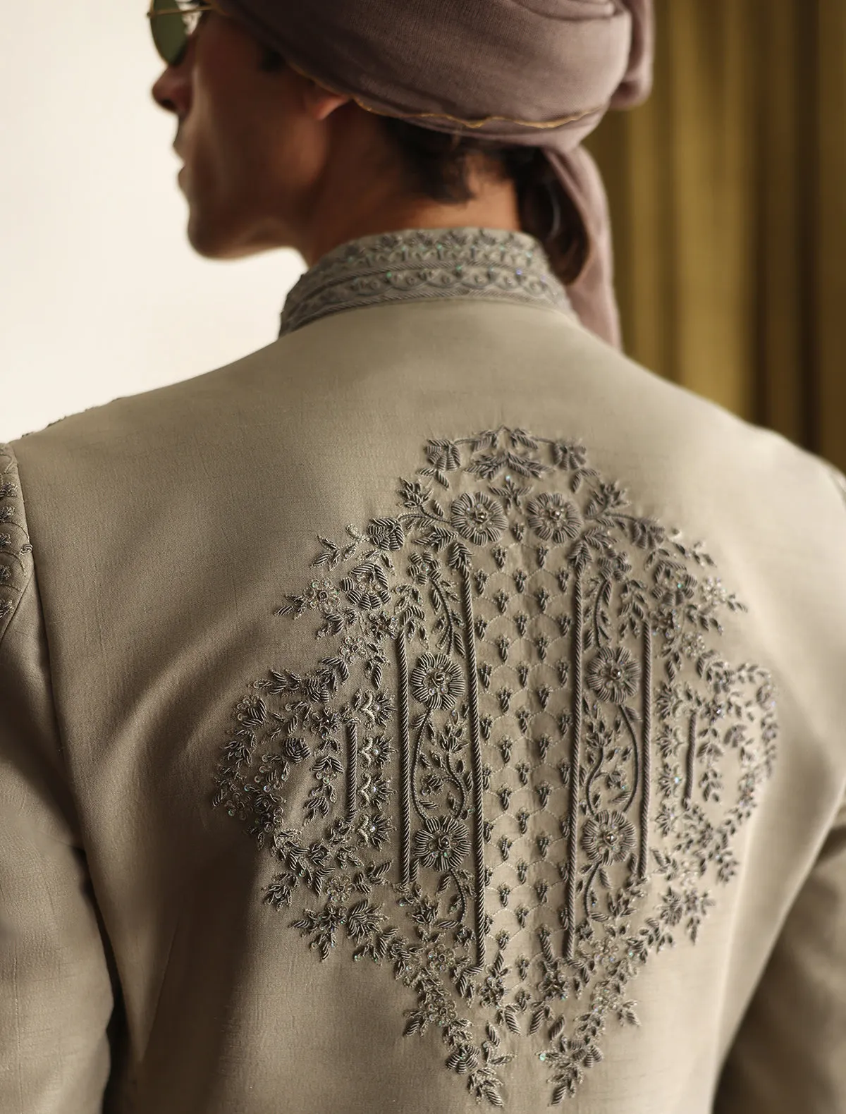 Classic Light Olive Hand Embroidered Pakistani Groom Sherwani