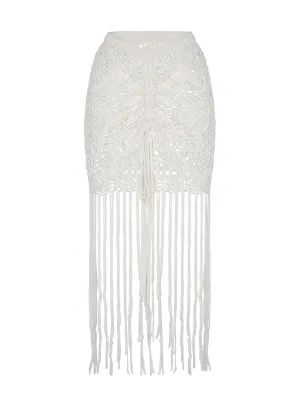Clau Ivory Crochet Skirt ::RET
