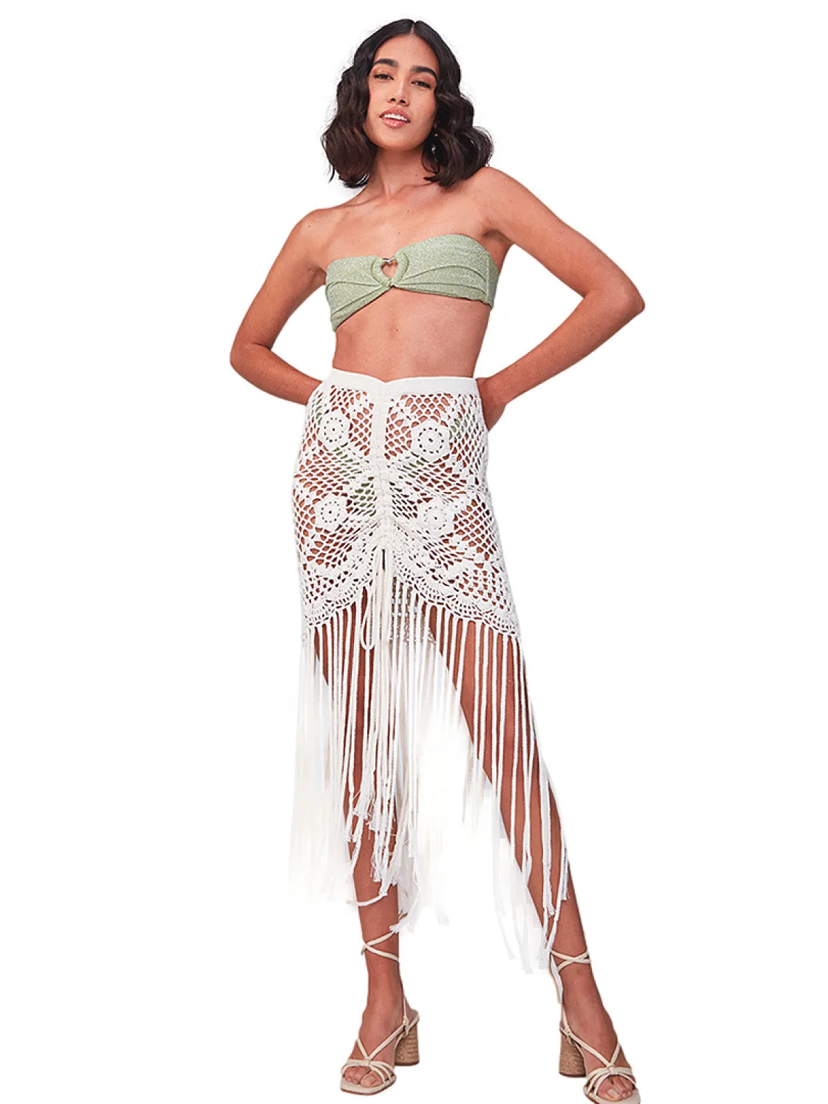 Clau Ivory Crochet Skirt ::RET