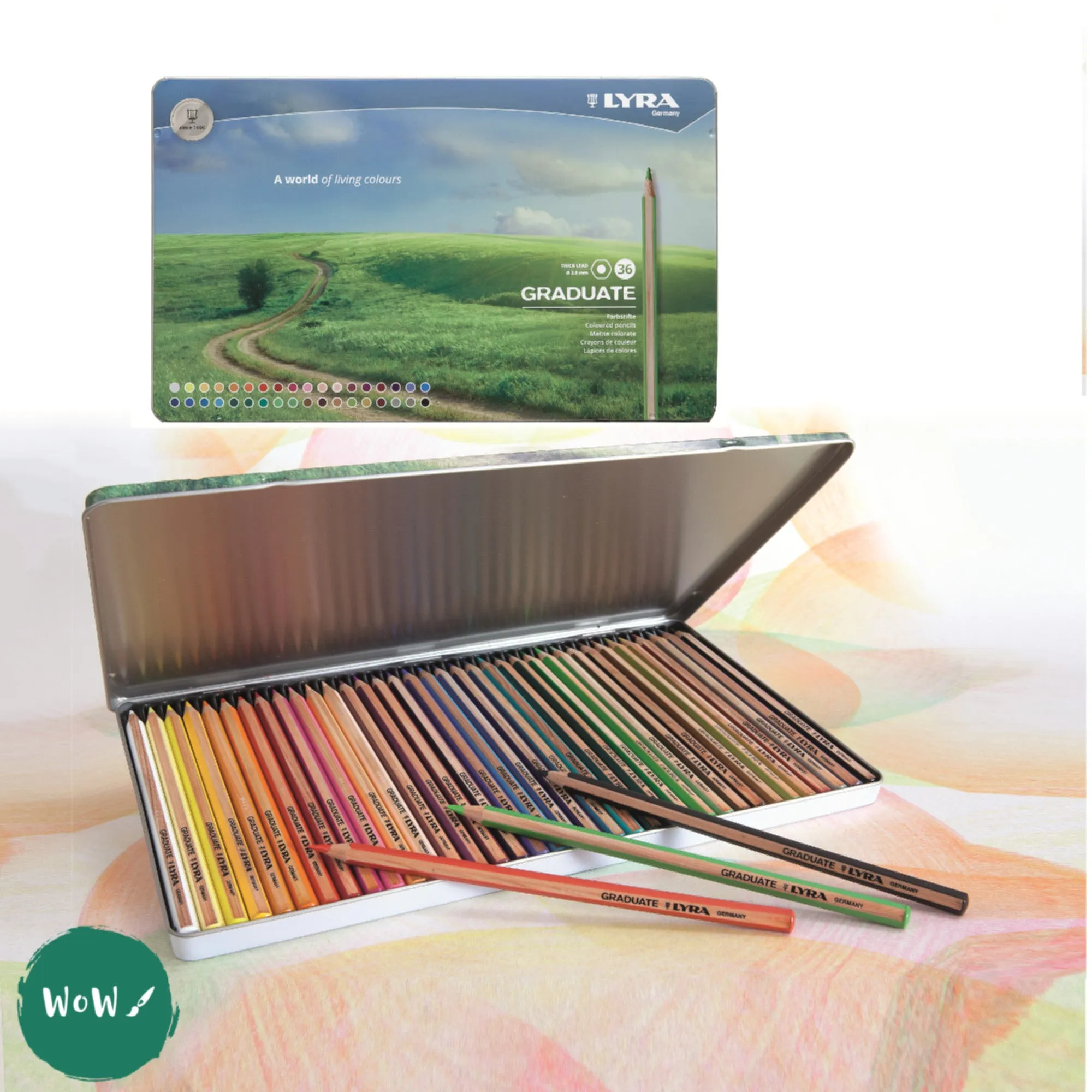 Coloured Pencil Sets - Lyra GRADUATE Tin - 36 Assorted