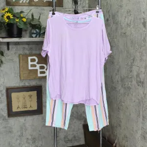 Comfort Code By Cuddl Duds  Soft & Light Knit Pajama Set Lilac Purple L