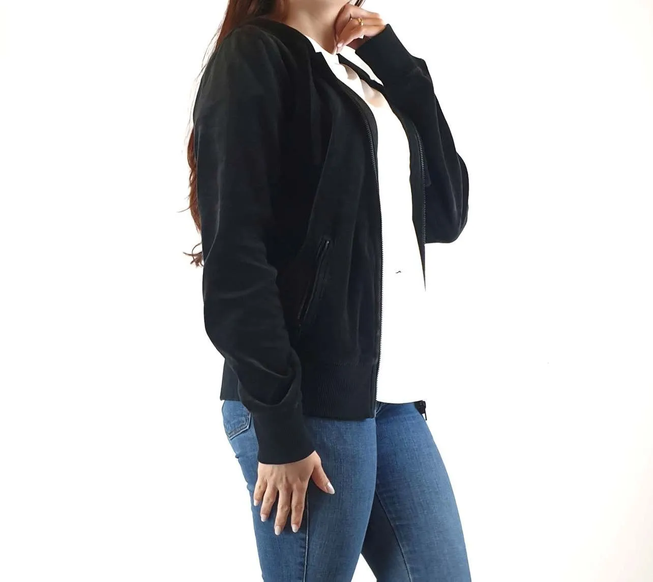 Country Road velvet hodded top size S / AU10