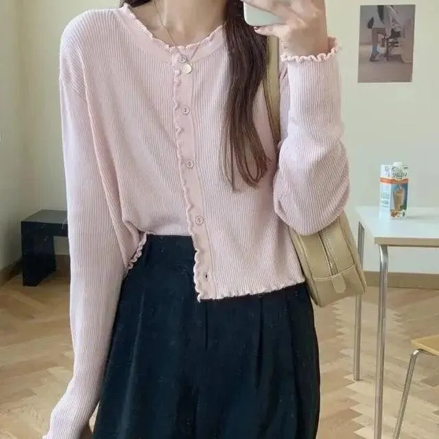 Cute Short Sweater Women V-Neck Knitted Cardigan Fashionable Single Breasted Women Elasticity Cropped Cardigan Sweater for Female
