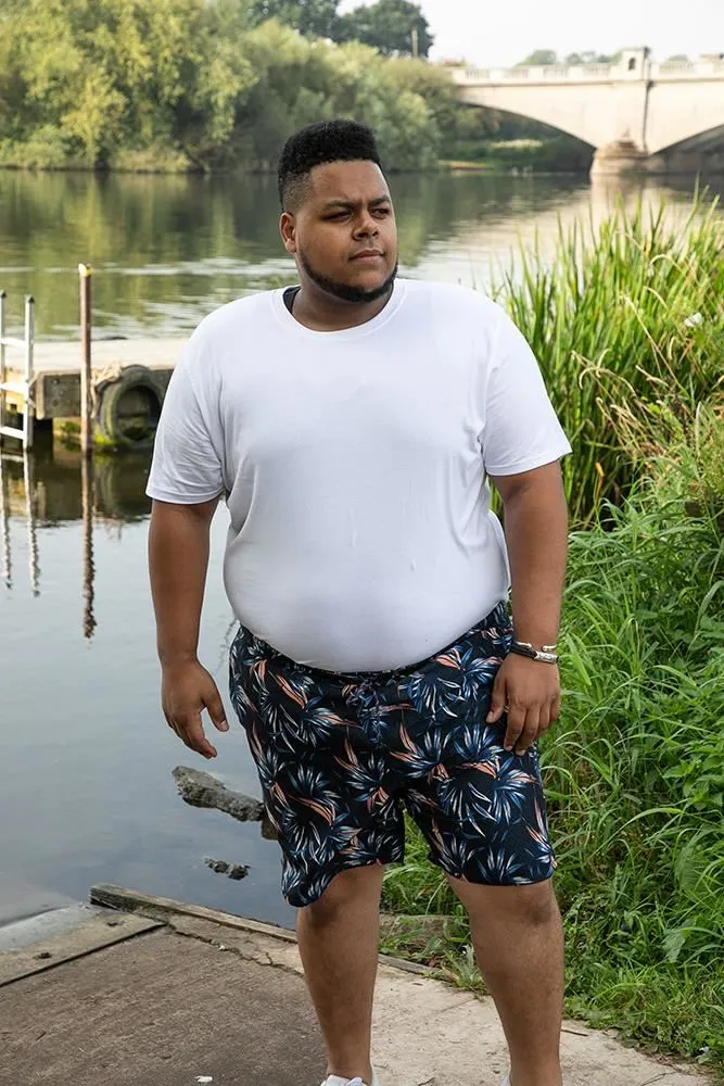 D555 DARIANHawaiian Printed Swim Shorts for Men's (211501) in Navy, 3XL-6XL