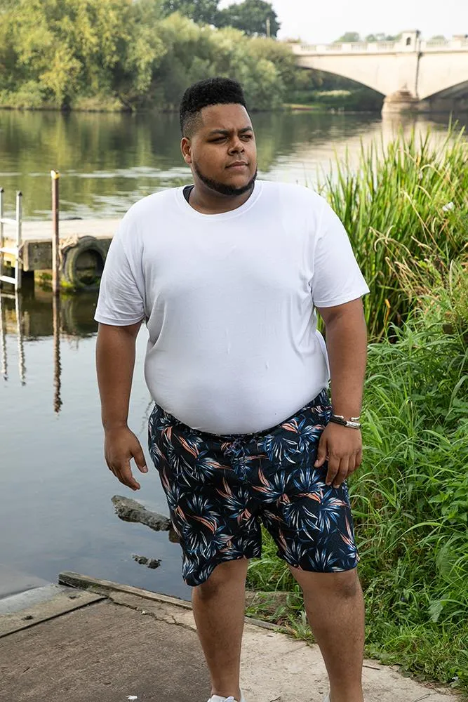 D555 DARIANHawaiian Printed Swim Shorts for Men's (211501) in Navy, 3XL-6XL