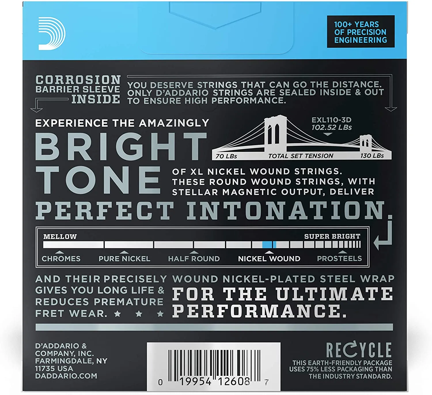 D'Addario EXL110 Nickel Wound Electric Guitar Strings, Regular Light, 10-46