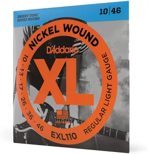 D'Addario EXL110 Nickel Wound Electric Guitar Strings, Regular Light, 10-46