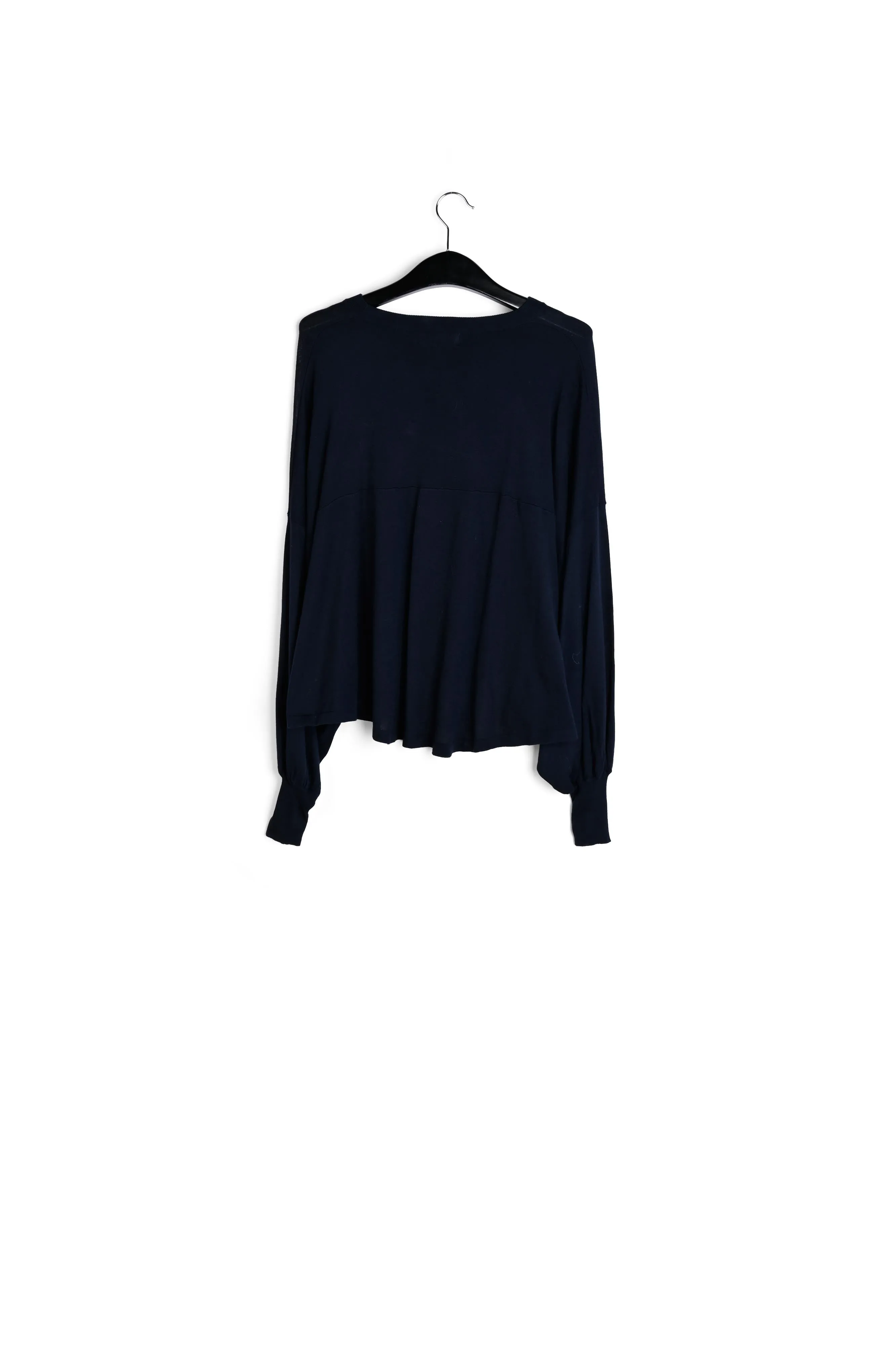 Dark blue cotton-blend sweater with cape effect