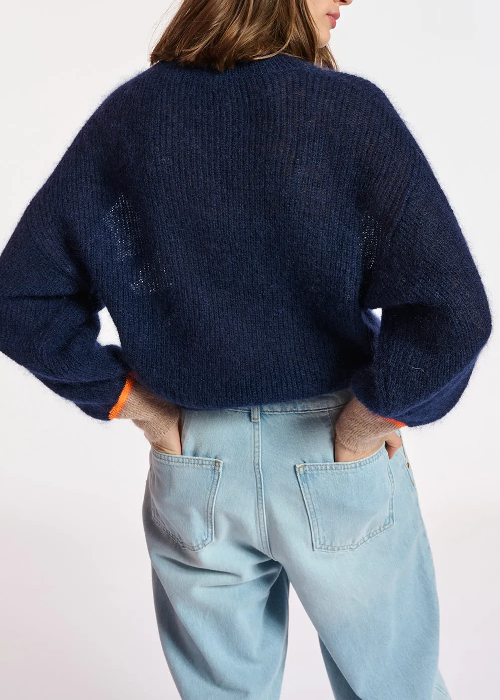 Dark blue mohair-blend knit