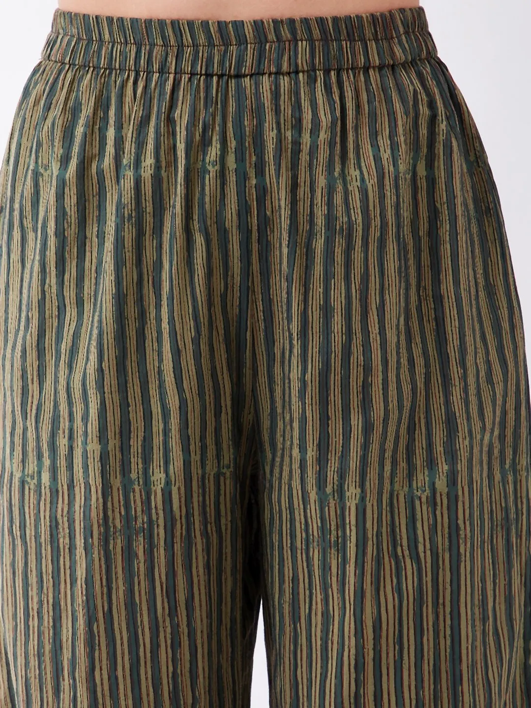 Dark Green Striped Pant