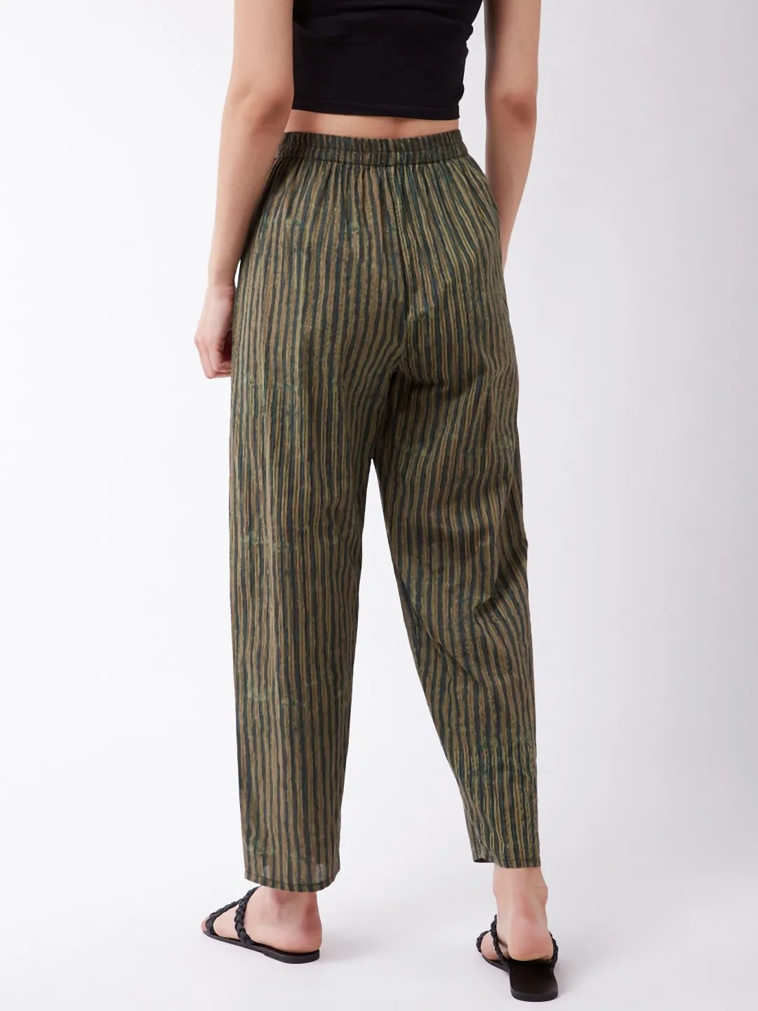 Dark Green Striped Pant