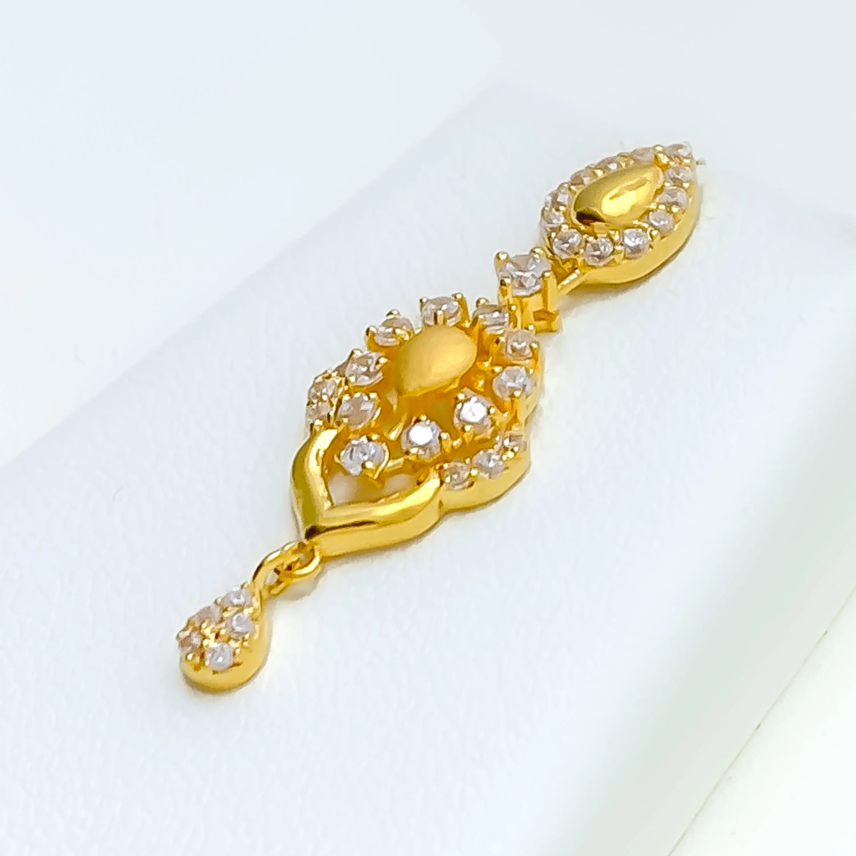 Delicate Floral Drop 22k Gold CZ Necklace Set