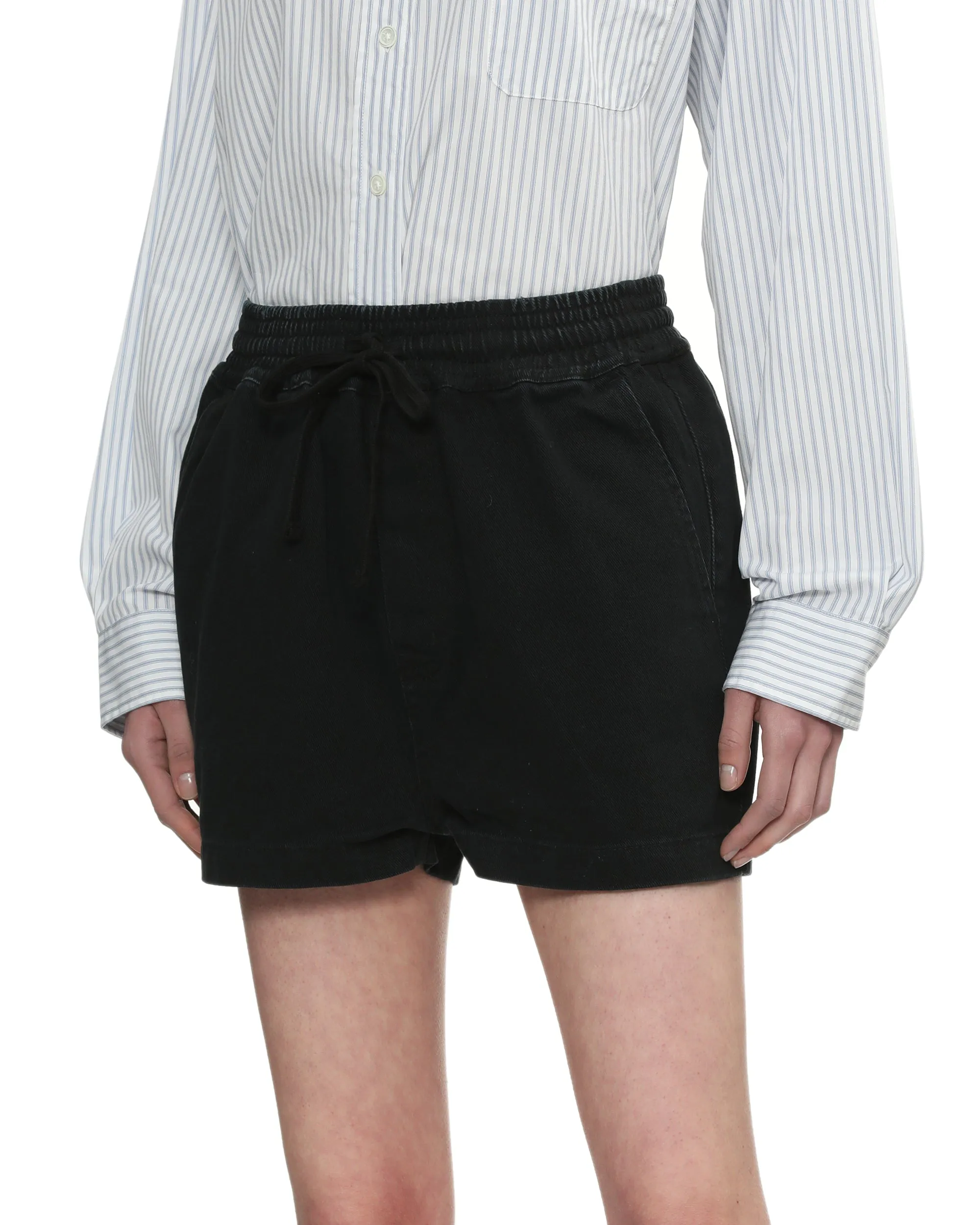 Drawstring denim shorts