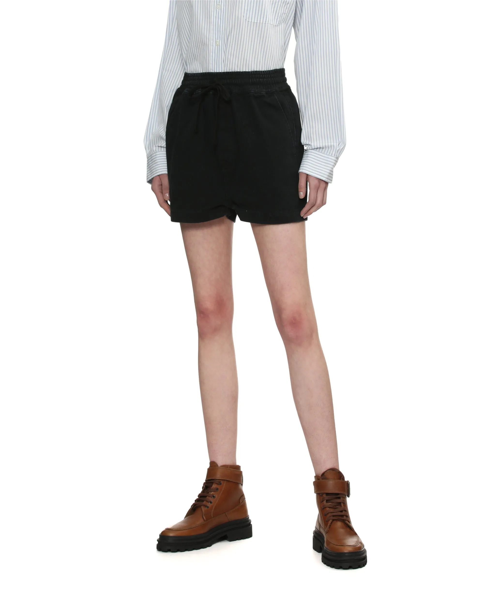 Drawstring denim shorts