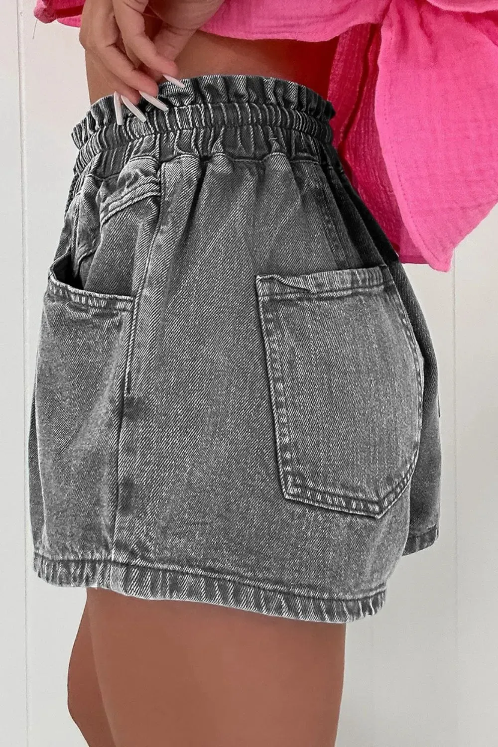 Drawstring Denim Shorts