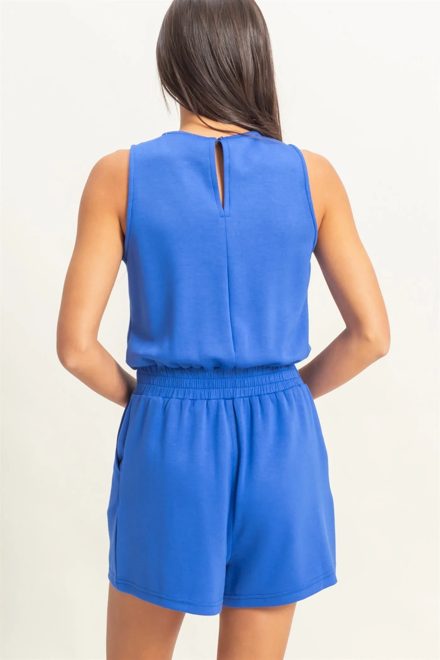 Drawstring Waist Sleeveless Romper