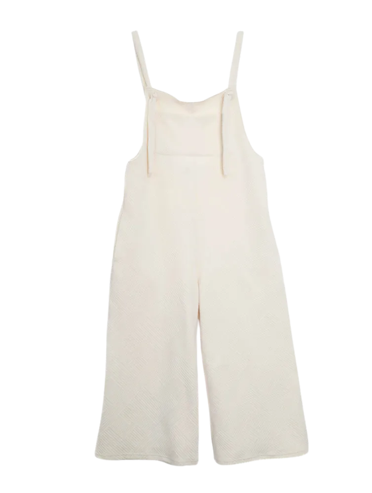 Effortless Cropped Overalls - Cream