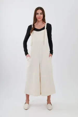 Effortless Cropped Overalls - Cream