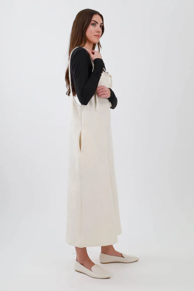 Effortless Cropped Overalls - Cream