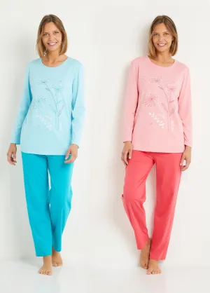 Elasticated-waist cotton pyjamas - set of 2
