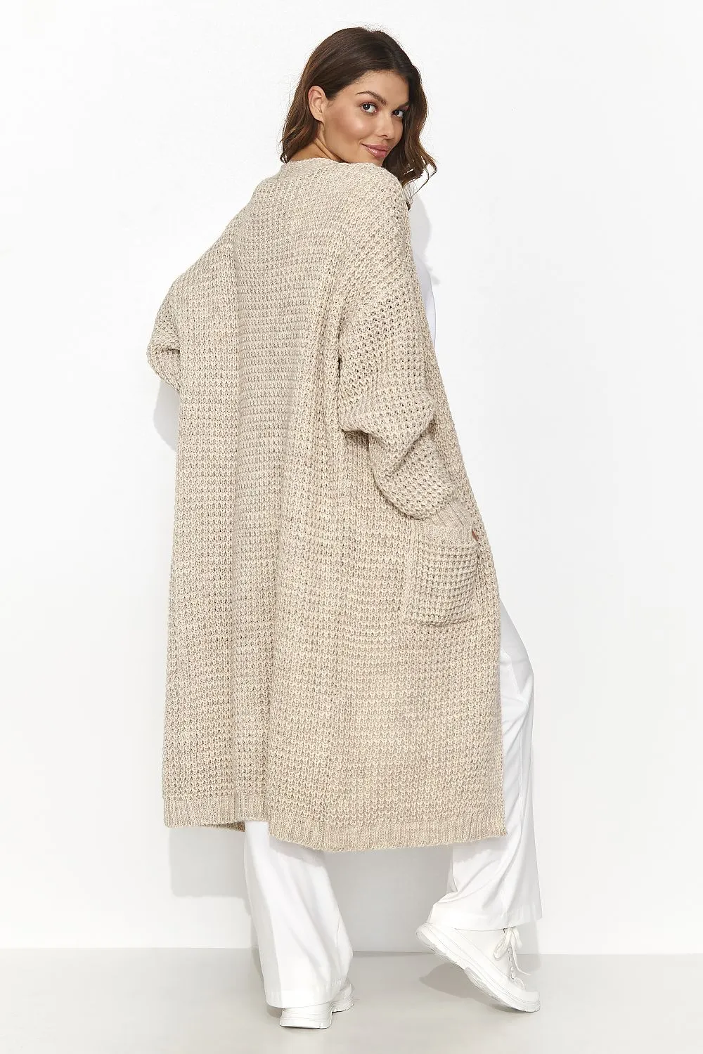 Elegant Open-Front Cardigan with Pockets