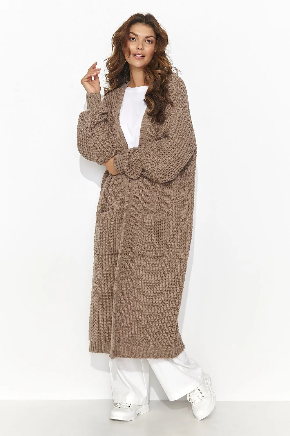 Elegant Open-Front Cardigan with Pockets